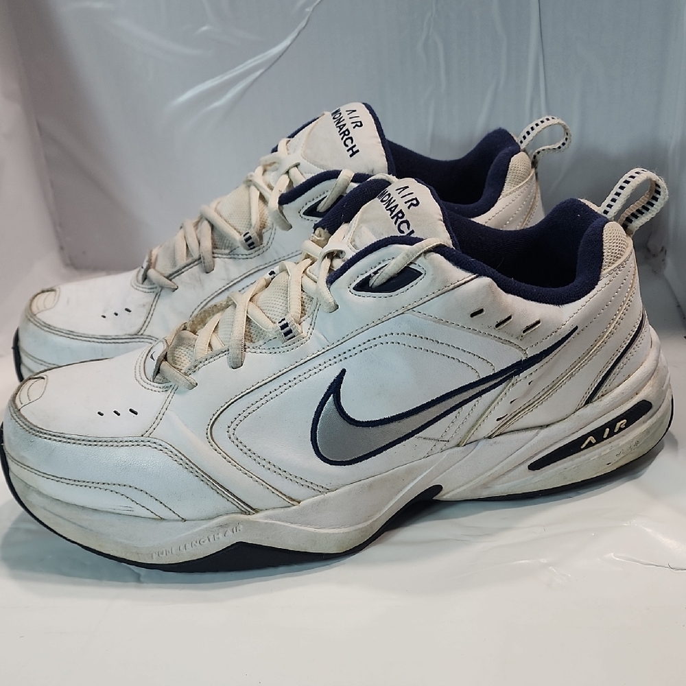 Nike Air Monarch White and Navy Men's Shoes 13